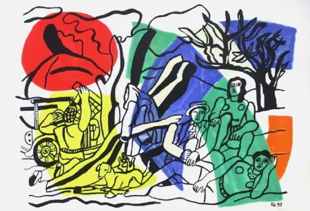 石版画 Leger - La partie de campagne