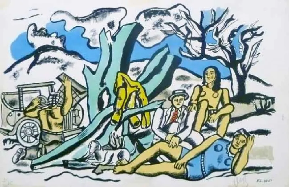 石版画 Leger - La partie de Campagne