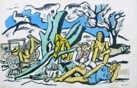 石版画 Leger - La partie de Campagne