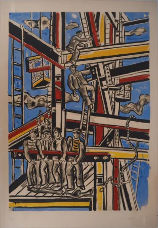石版画 Leger - Les constructeurs
