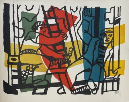 石版画 Leger - Les constructeurs 