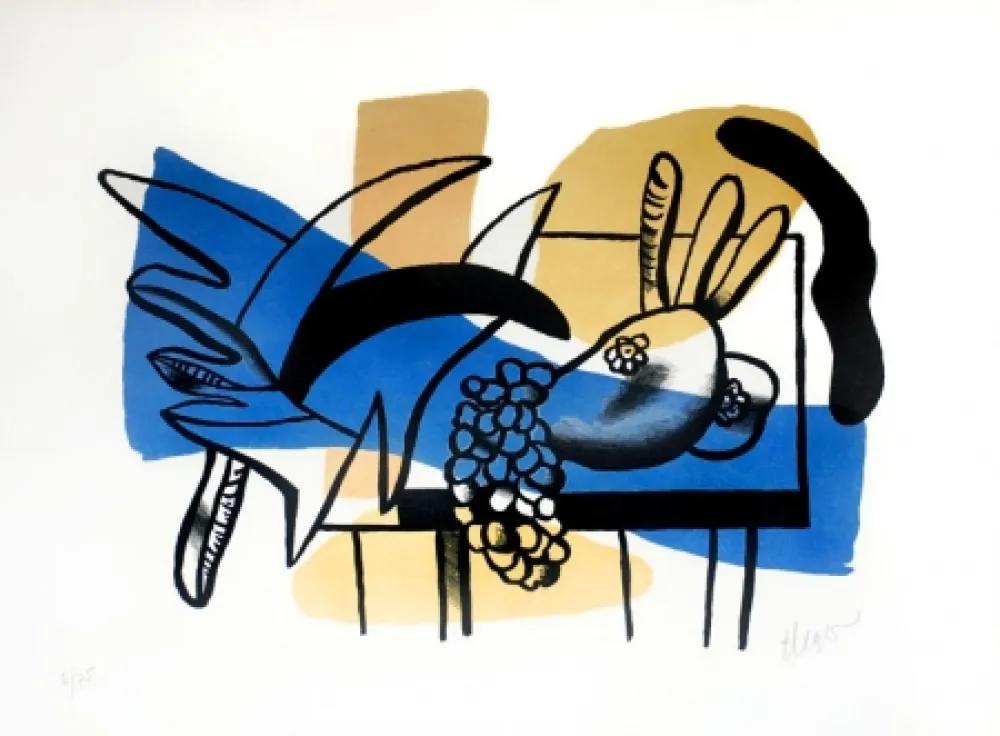 石版画 Leger - Nature Mort aux Fruits