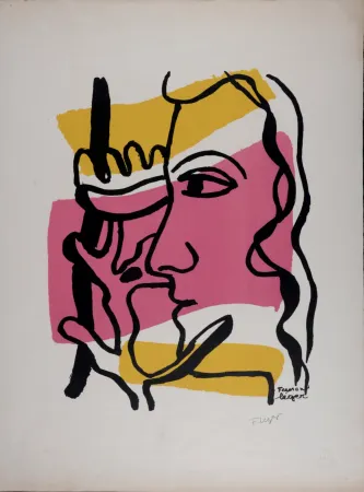 石版画 Leger - Profil à la fleur, c. 1948