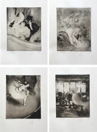 蚀刻版画 Legrand - POÈMES À L'EAU-FORTE. 1/20 suites à grandes marges des 30 eaux-fortes signées.‎ 