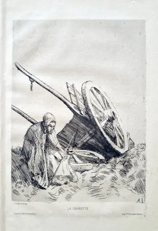 蚀刻版画 Legros - La charette