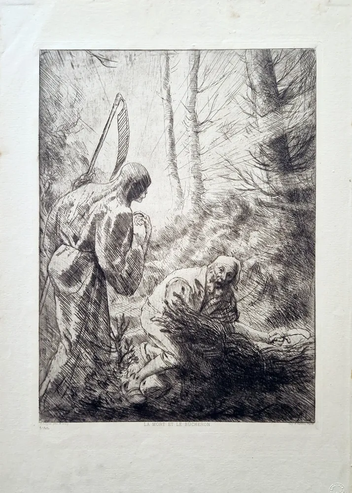 蚀刻版画 Legros - La mort et le bucheron