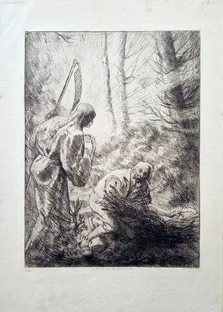 蚀刻版画 Legros - La mort et le bucheron