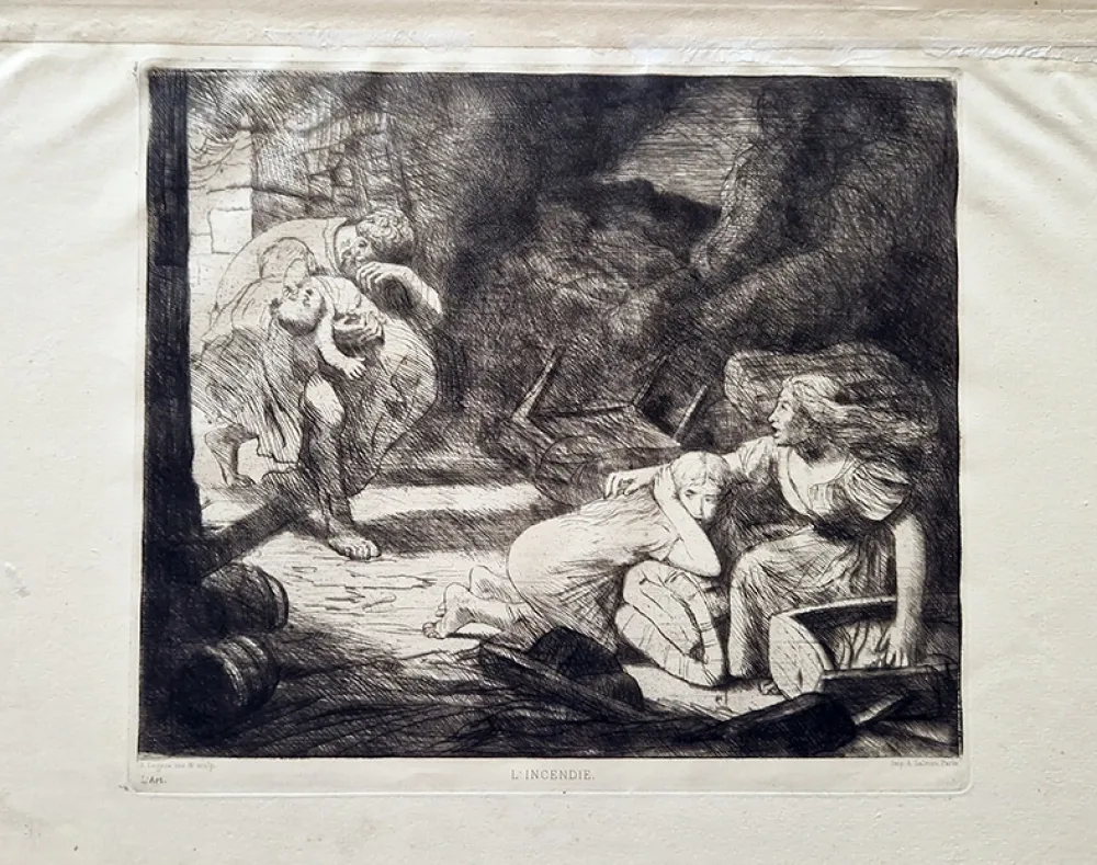 蚀刻版画 Legros - L'incendie