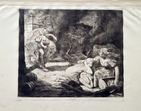 蚀刻版画 Legros - L'incendie