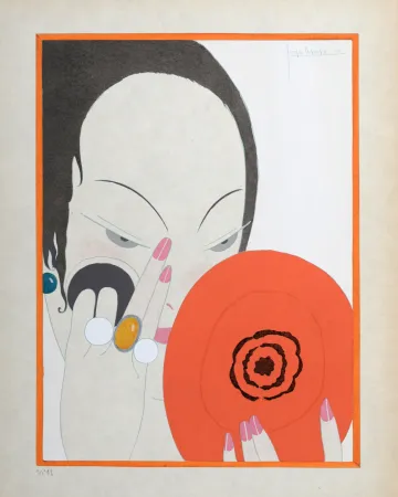 镂版印刷 Lepape - La femme au Miroir rouge,  C. 1914 