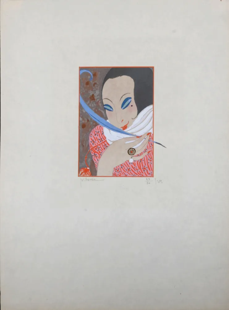 复数作品 Lepape - La Plume, 1914 - Art Deco Masterpiece!