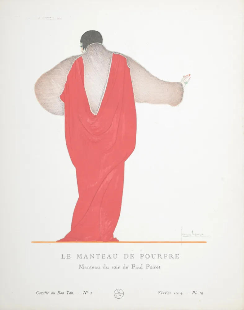 镂版印刷 Lepape - Le Manteau de pourpre, Manteau du soir de Paul Poiret, 1914