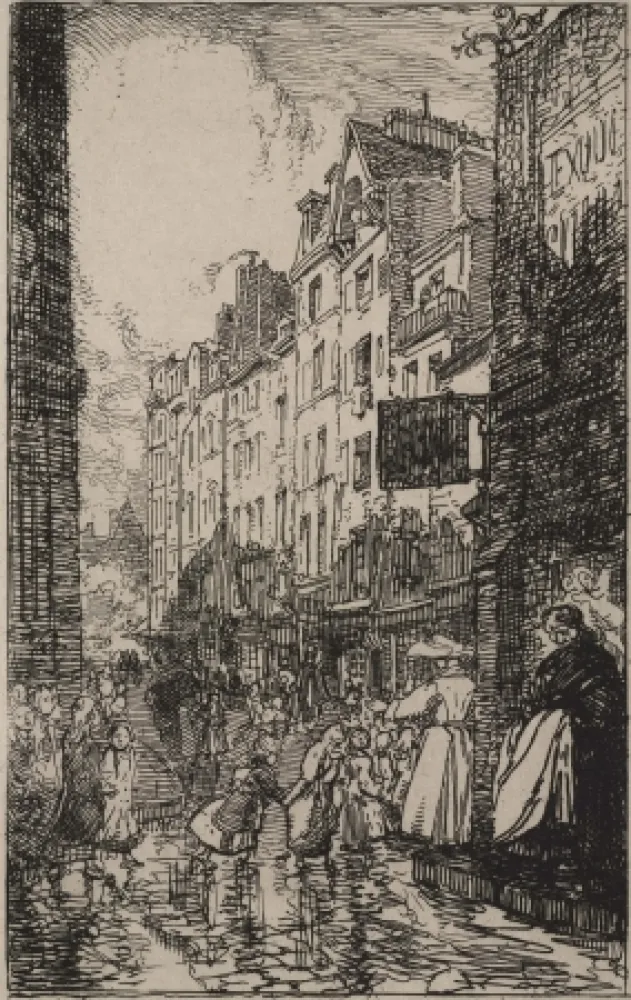 版画 Lepere - Rue Boutebrie, le quartier St. Séverin