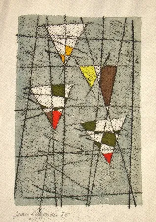 版画 Leppien - Trois cales suspendus