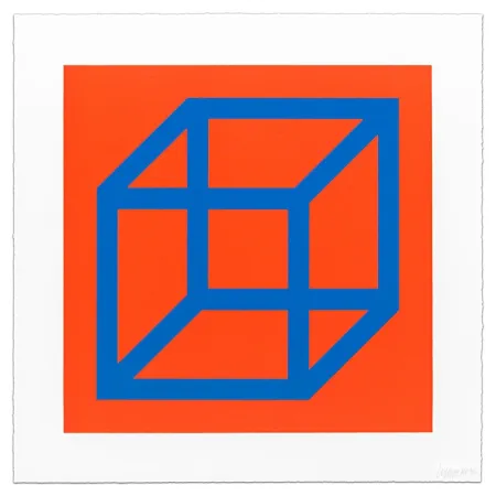 油毡版画 Lewitt - Cubes in Color on Color
