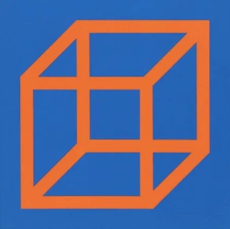 油毡版画 Lewitt - Cubes in Color on Color (Blue/Orange)