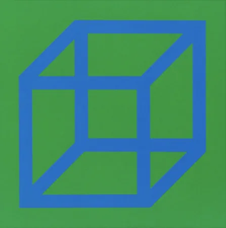 油毡版画 Lewitt - Cubes in Color on Color (Green/Blue)
