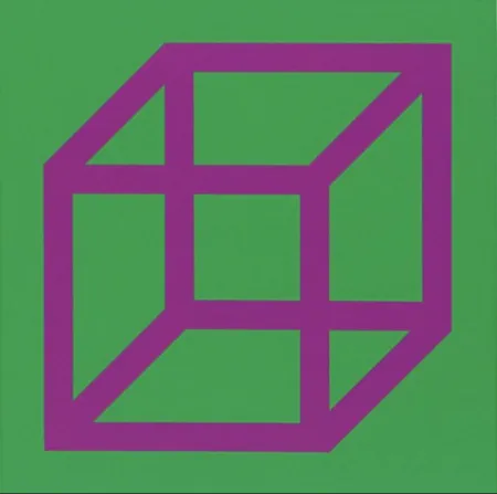 油毡版画 Lewitt - Cubes in Color on Color (Green/Purple)