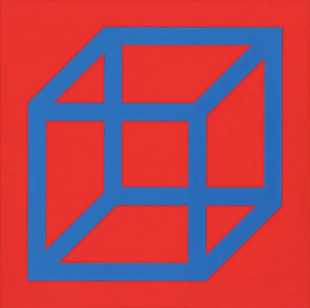 油毡版画 Lewitt - Cubes in Color on Color (Red/Blue)