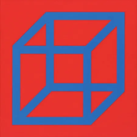 油毡版画 Lewitt - Cubes in Color on Color (Red/Blue)
