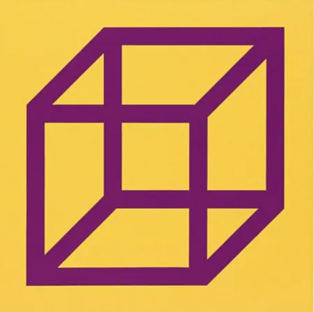 油毡版画 Lewitt - Cubes in Color on Color (Yellow/Purple)