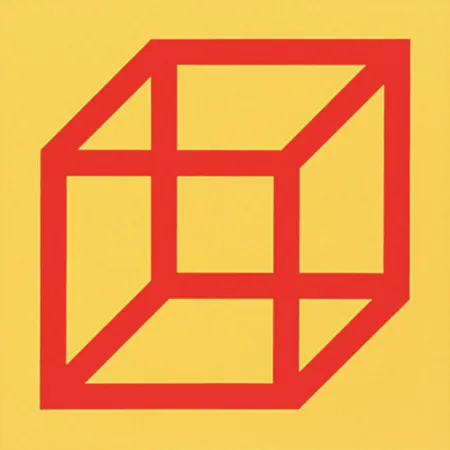 油毡版画 Lewitt - Cubes in Color on Color (Yellow/Red)