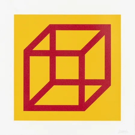 油毡版画 Lewitt - Open Cube in Color on Color Plate 01 