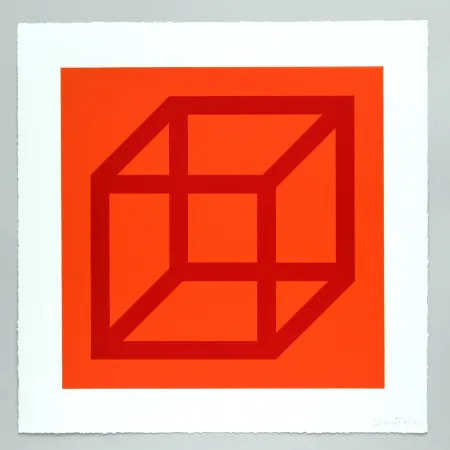 油毡版画 Lewitt - Open Cube in Color on Color Plate 03