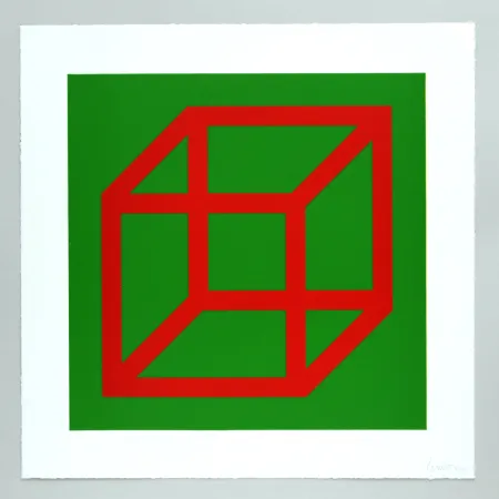 油毡版画 Lewitt - Open Cube in Color on Color Plate 04
