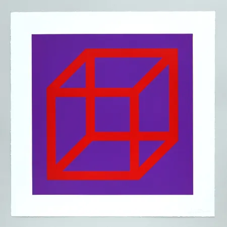 油毡版画 Lewitt - Open Cube in Color on Color Plate 05