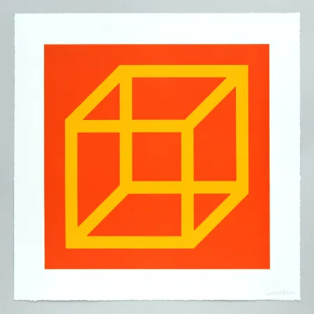 油毡版画 Lewitt - Open Cube in Color on Color Plate 07