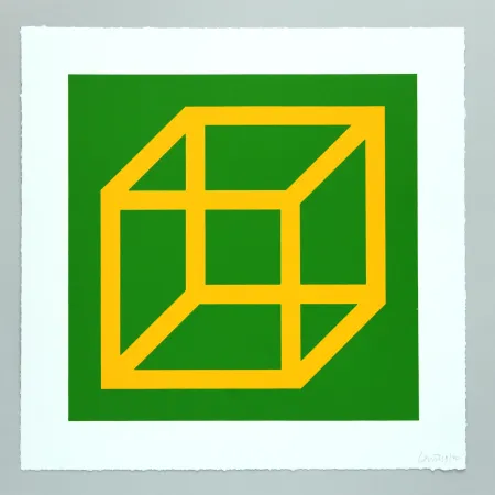 油毡版画 Lewitt - Open Cube in Color on Color Plate 08