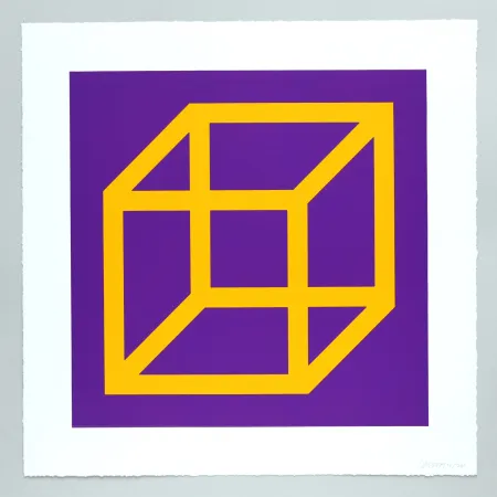 油毡版画 Lewitt - Open Cube in Color on Color Plate 09