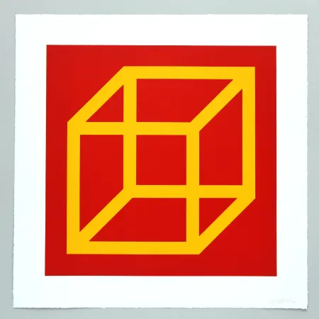 油毡版画 Lewitt - Open Cube in Color on Color Plate 10