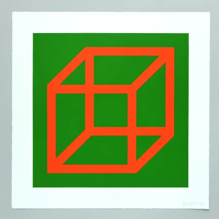 油毡版画 Lewitt - Open Cube in Color on Color Plate 16