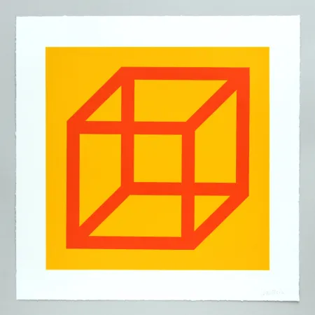油毡版画 Lewitt - Open Cube in Color on Color Plate 19