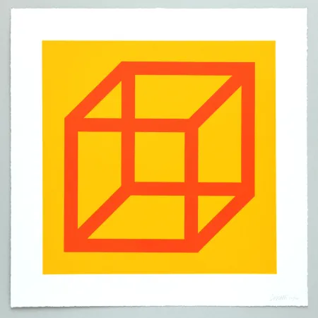 油毡版画 Lewitt - Open Cube in Color on Color Plate 19