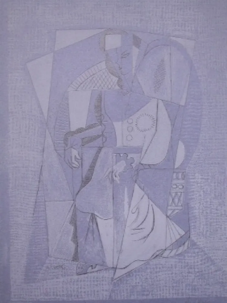 石版画 Lhote - Cubistic woman (femme assise)