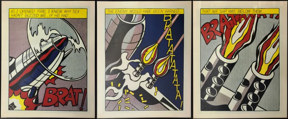 石版画 Lichtenstein - As I opened Fire, 1964. Tripytchon. 