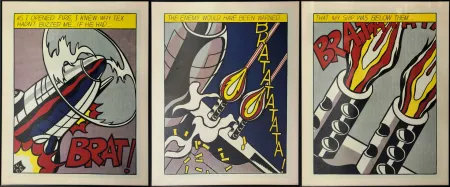 石版画 Lichtenstein - As I opened Fire, 1964. Tripytchon. 