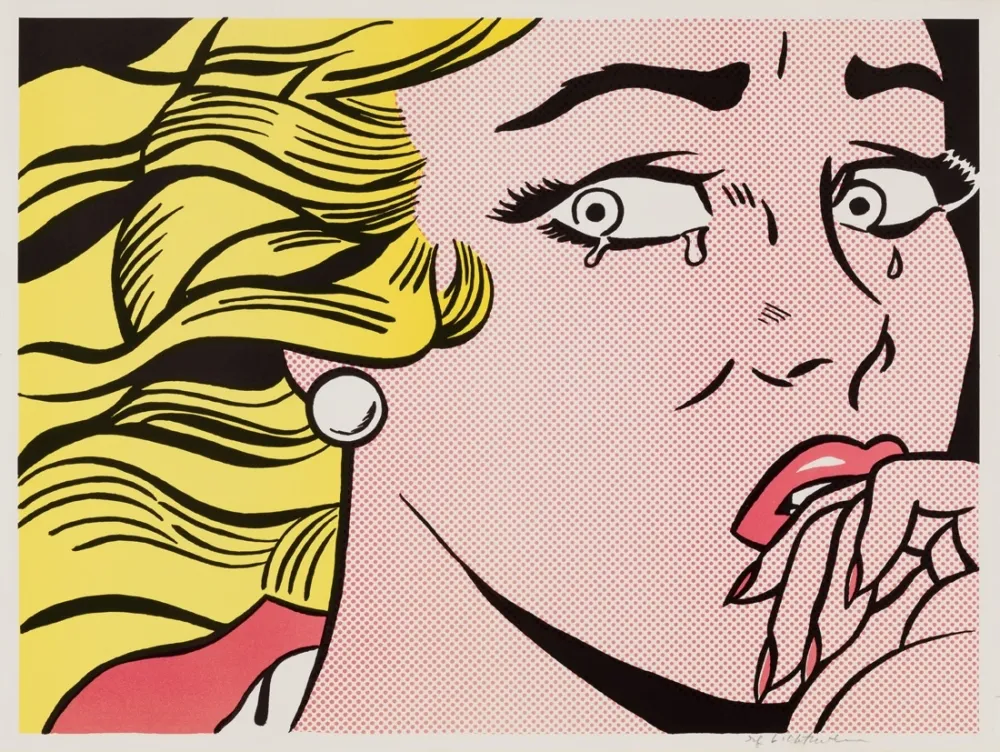 石版画 Lichtenstein - Crying Girl