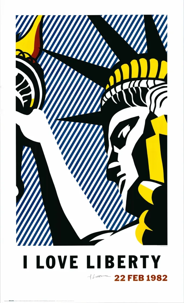 石版画 Lichtenstein - 'I Love Liberty' Hand-Signed 1982 Offset-lithograph