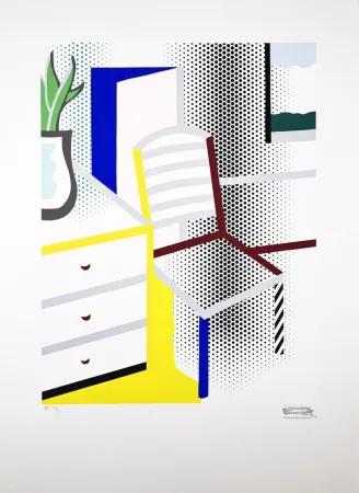 丝网印刷 Lichtenstein - Interior with Chair from the Leo Castelli 90th Birthday portfolio