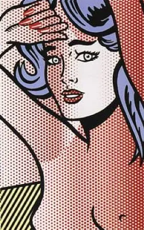 石版画 Lichtenstein - Nude with Blue Hair