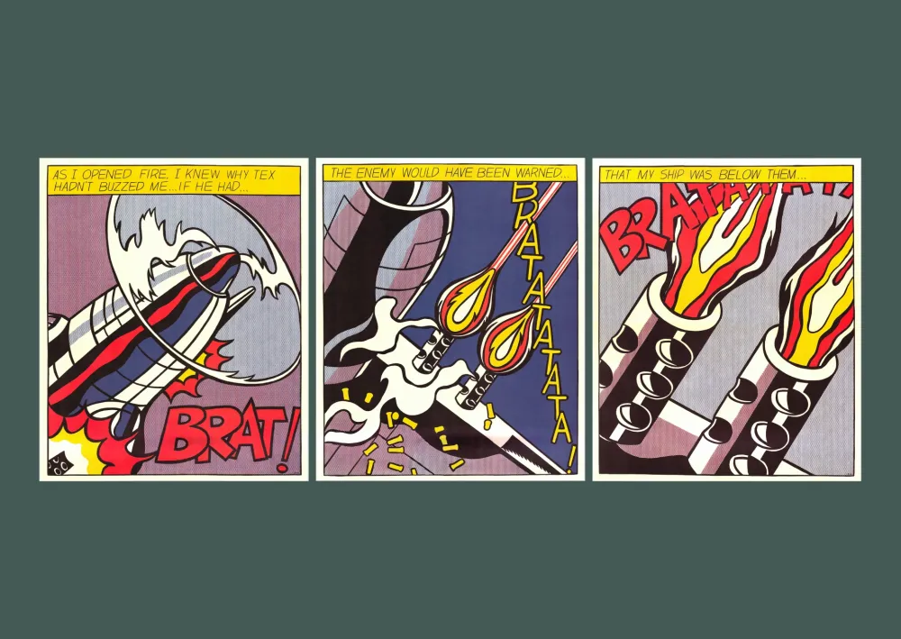 石版画 Lichtenstein - Roy Lichtenstein: 'As I Opened Fire' 1983 Offset-lithograph Triptych Set