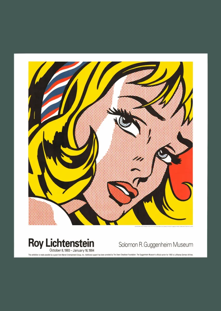 石版画 Lichtenstein - Roy Lichtenstein: 'Girl with Hair Ribbon' 1993 Offset-lithograph