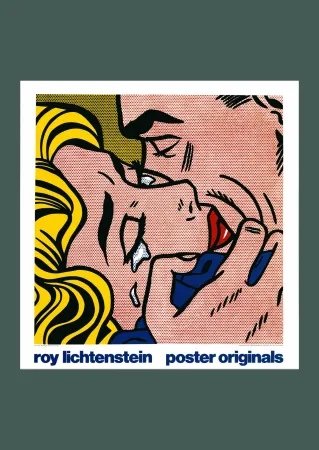 石版画 Lichtenstein - Roy Lichtenstein: 'Kiss V' 1990 Offset-lithograph
