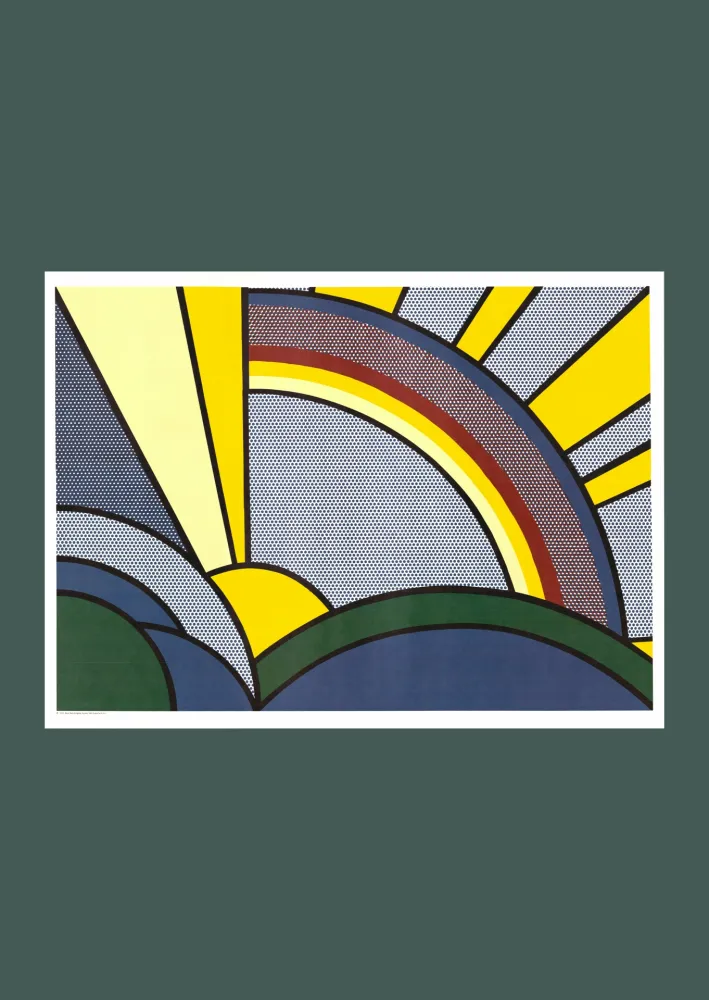 石版画 Lichtenstein - Roy Lichtenstein: 'Modern Painting of Sun Rays' 1972 Offset-lithograph