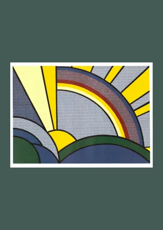 石版画 Lichtenstein - Roy Lichtenstein: 'Modern Painting of Sun Rays' 1972 Offset-lithograph