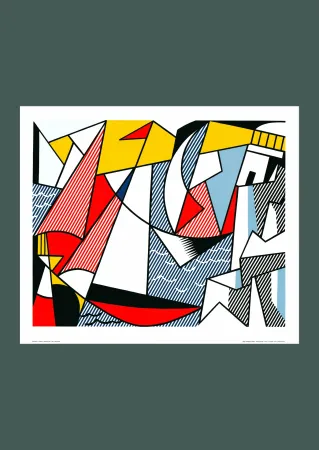 石版画 Lichtenstein - Roy Lichtenstein: 'Sailboats' 1973 Offset-lithograph